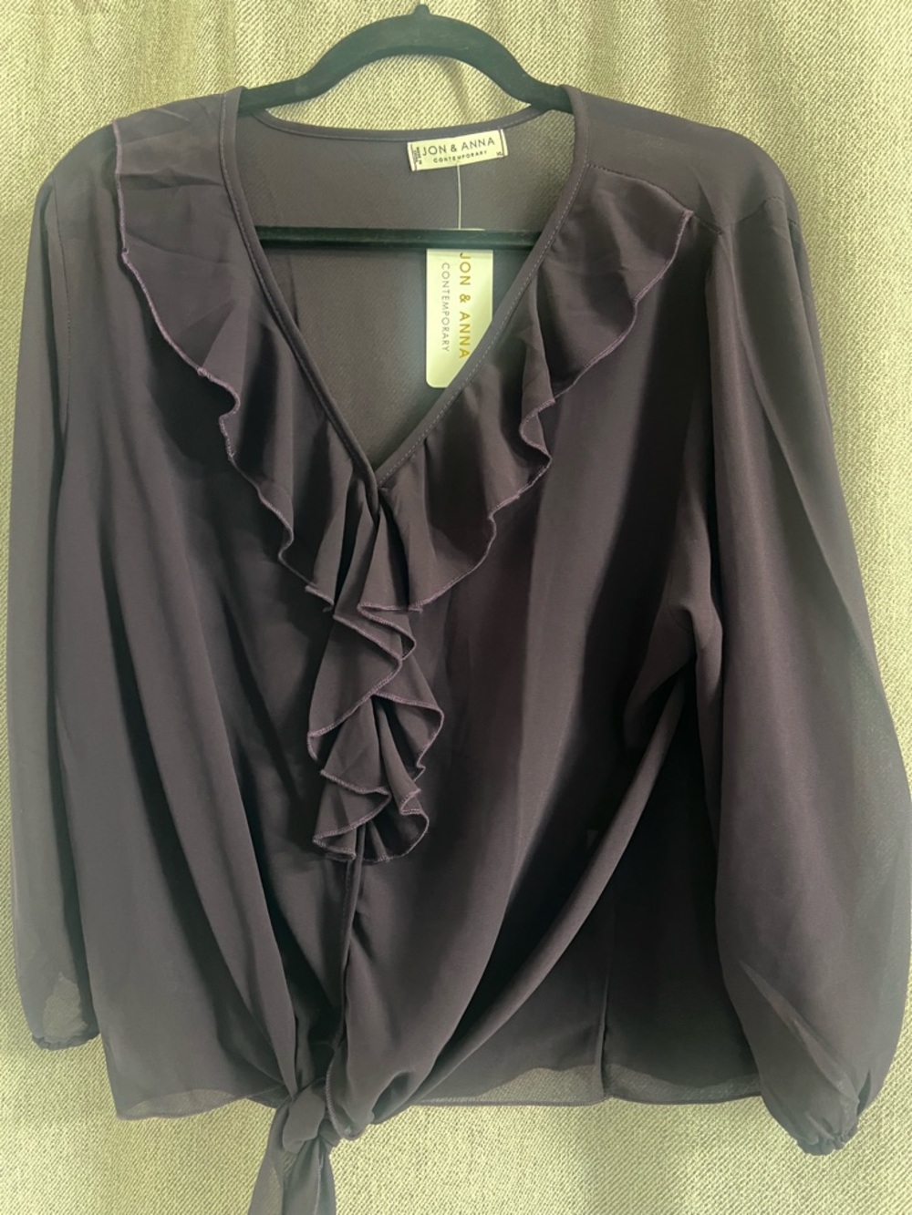 Jon & Anna Plum Ruffle Tie-Front Blouse